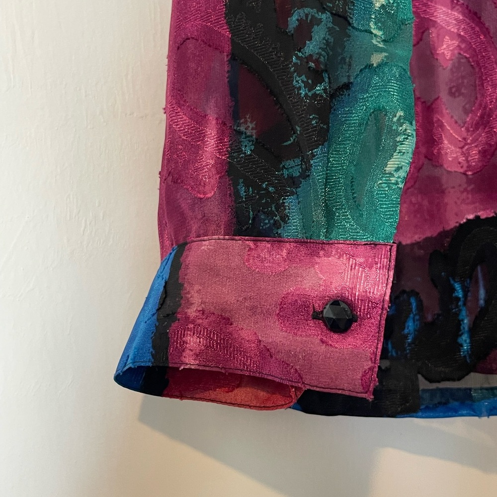 C.l.o.t.h.e.s. By Talbots Multicolor Abstract Button Down Shirt colorful - Picture 6 of 7
